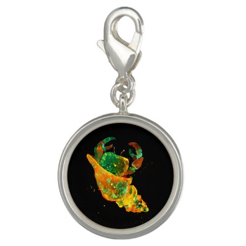 Turquoise and Golden Hermit Crab Charm