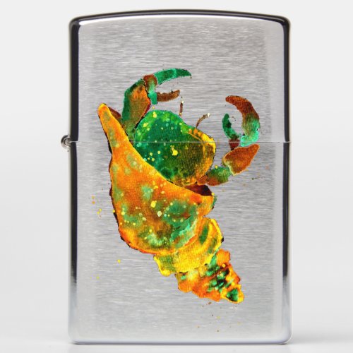 Turquoise and Golden Hermit Crab Zippo Lighter