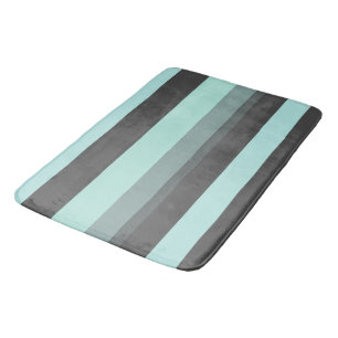 Turquoise and Gray Abstract Stripes Bath Mat