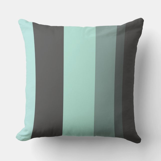 Turquoise and Gray Abstract Stripes Throw Pillow (Front)