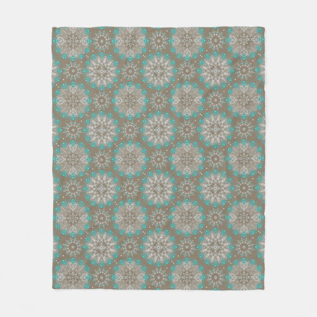 Turquoise and gray and white Christmas ornament . Fleece Blanket (Front)