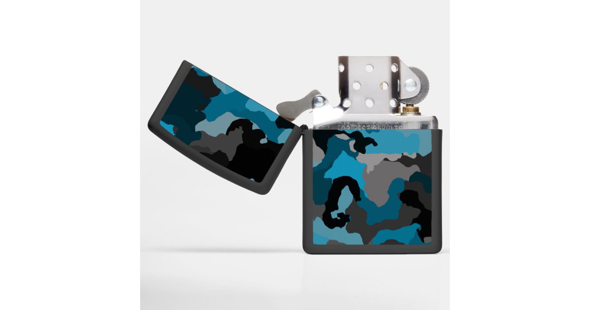 turquoise and gray camo zippo lighter Zazzle