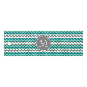 Turquoise and Gray Chevron Zigzag Monogram Ruler
