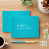 Turquoise and Gray Floral Envelope for RSVP Card (Desk)