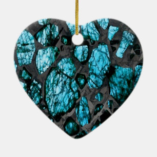 Turquoise and Gray Galactic Artistic Ceramic Ornament