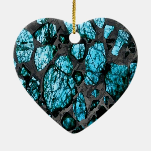 Turquoise and Gray Galactic Artistic Ceramic Ornament (Back)