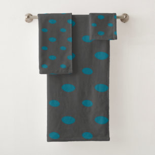 Turquoise and Gray Geometric Bath Towel Set
