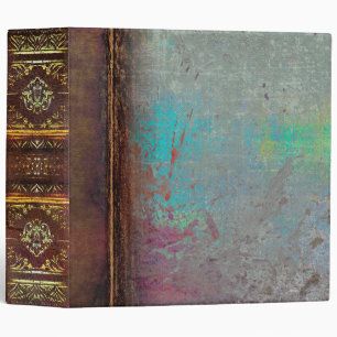 Turquoise and Gray Grunge Rustic Ancient Tome 3 Ring Binder