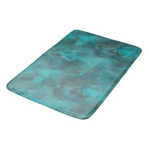 Turquoise and gray Marble abstract Bath Mat