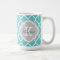 Turquoise and Gray Moroccan Quatrefoil Monogram