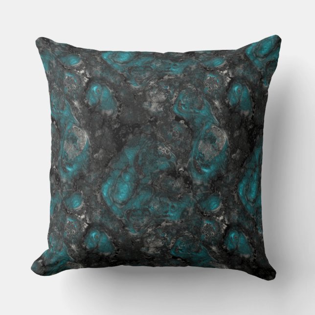Turquoise and Gray   Throw Pillow (Front)
