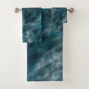 Turquoise and gray water bath towel set