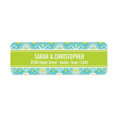 Turquoise and Green Abstract Ikat Label