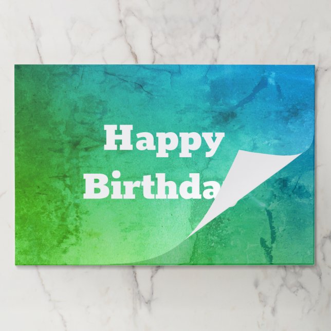Turquoise and Green Birthday Placemat (Folded)