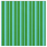 [ Thumbnail: Turquoise and Green Colored Lined Pattern Fabric ]