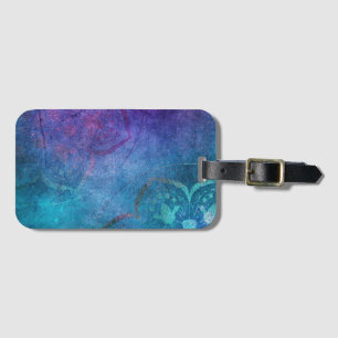 Turquoise and Green Elegant Lotus Flower Luggage Tag