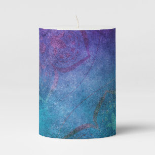 Turquoise and Green Elegant Lotus Flower Pillar Candle