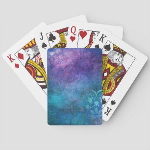 Turquoise and Green Elegant Lotus Flower Poker Cards