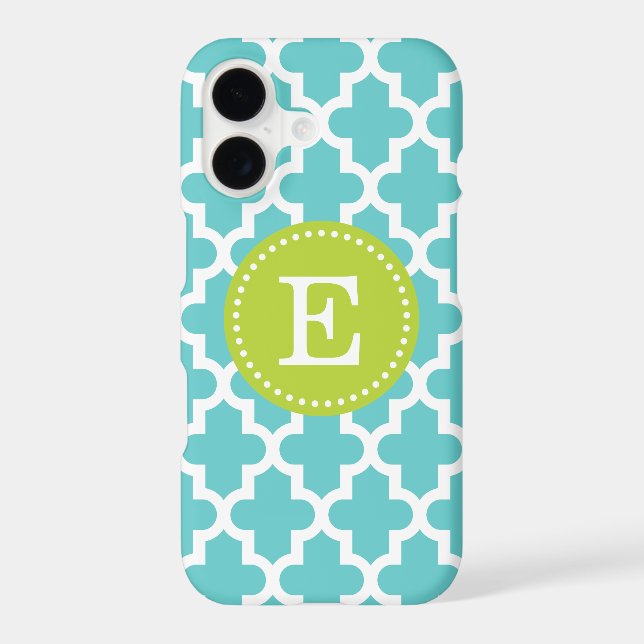 Turquoise and Green Modern Moroccan Monogram Case-Mate iPhone Case