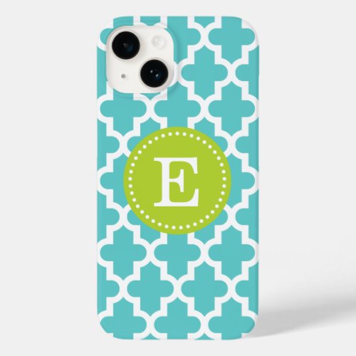 Turquoise and Green Modern Moroccan Monogram Case_Mate iPhone 14 Case