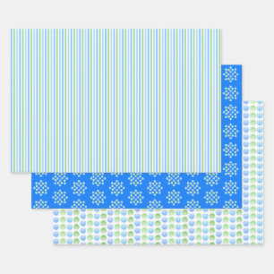 Turquoise and Green Scallop Shells Wrapping Paper Sheets