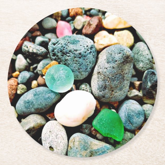 Turquoise and Green Seaglass Pulp Board Coasters (Front)