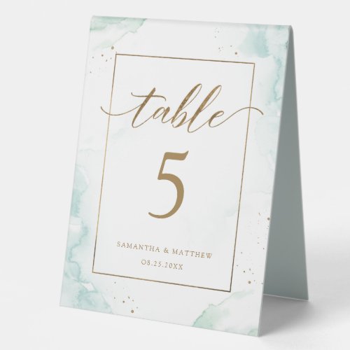 Turquoise and Green Watercolor Number Table Tent Sign