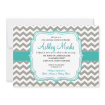 turquoise and Grey Chevron Invitaiton Invitation