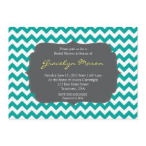 turquoise and Grey Chevron Shower Invitation