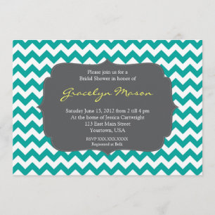 turquoise and Grey Chevron Shower Invitation