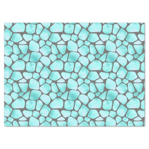 Turquoise and Grey Giraffe Print Decoupage Tissue Paper