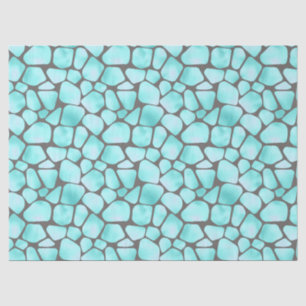 Turquoise and Grey Giraffe Print Decoupage Tissue Paper