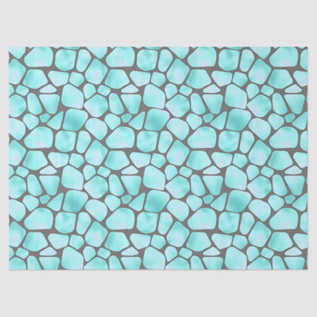 Turquoise and Grey Giraffe Print Decoupage Tissue Paper (Front)