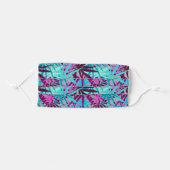Turquoise and Hot Pink Palm Trees Tropical Plants Adult Cloth Face Mask (Front, Folded)