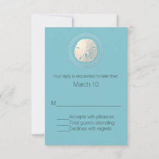 Turquoise and Ivory Sand Dollar Response Card