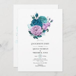 Turquoise and Lavender Floral Engagement Party Invitation