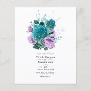 Turquoise and Lavender Floral Wedding Invitation Flyer