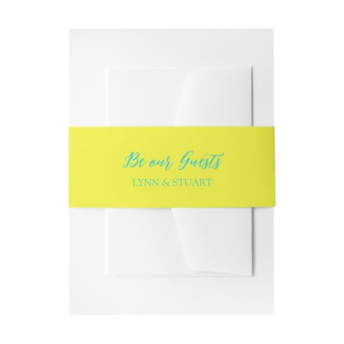 Turquoise and Lemon Invitation Belly Band