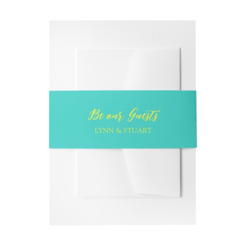 Turquoise and Lemon Invitation Belly Band