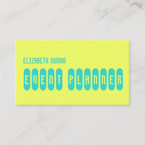 Turquoise and Lemon Modern Typography Design Business Card