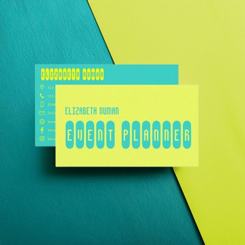 Turquoise and Lemon Modern Typography Design Business Card