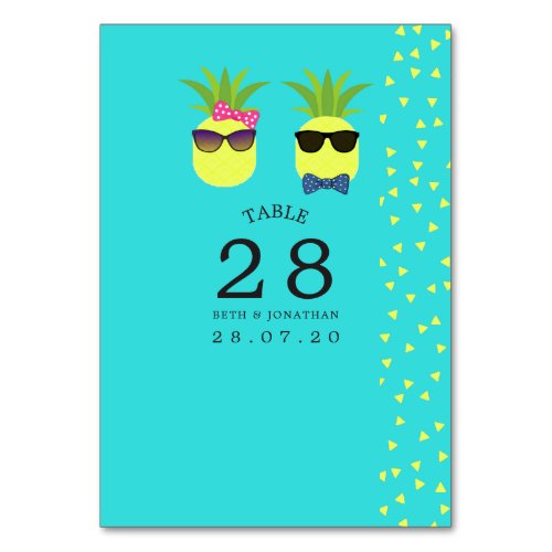 Turquoise and Lemon Summer Wedding Table Number
