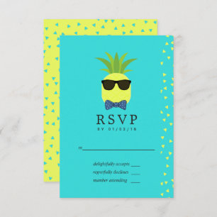 Turquoise and Lemon Tropical Summer Bar Mitzvah RSVP Card
