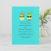 Turquoise and Lemon Tropical Summer Beach Wedding Invitation (Standing Front)