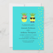 Turquoise and Lemon Tropical Summer Beach Wedding Invitation (Front)