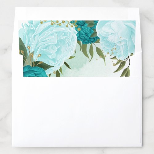 turquoise and light blue flowers wedding envelope liner