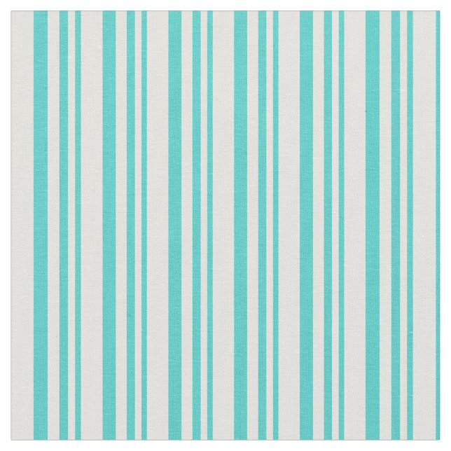 Turquoise and Light Yellow Colored Stripes Fabric (Close Up)