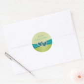 Turquoise and Lime Glitter Heart Round Sticker (Envelope)