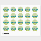 Turquoise and Lime Glitter Heart Round Sticker (Sheet)