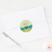 Turquoise and Lime Glitter Heart Sweet Sixteen Classic Round Sticker (Envelope)